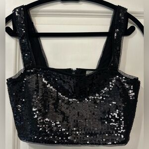 ASOS black sequin crop top NWT